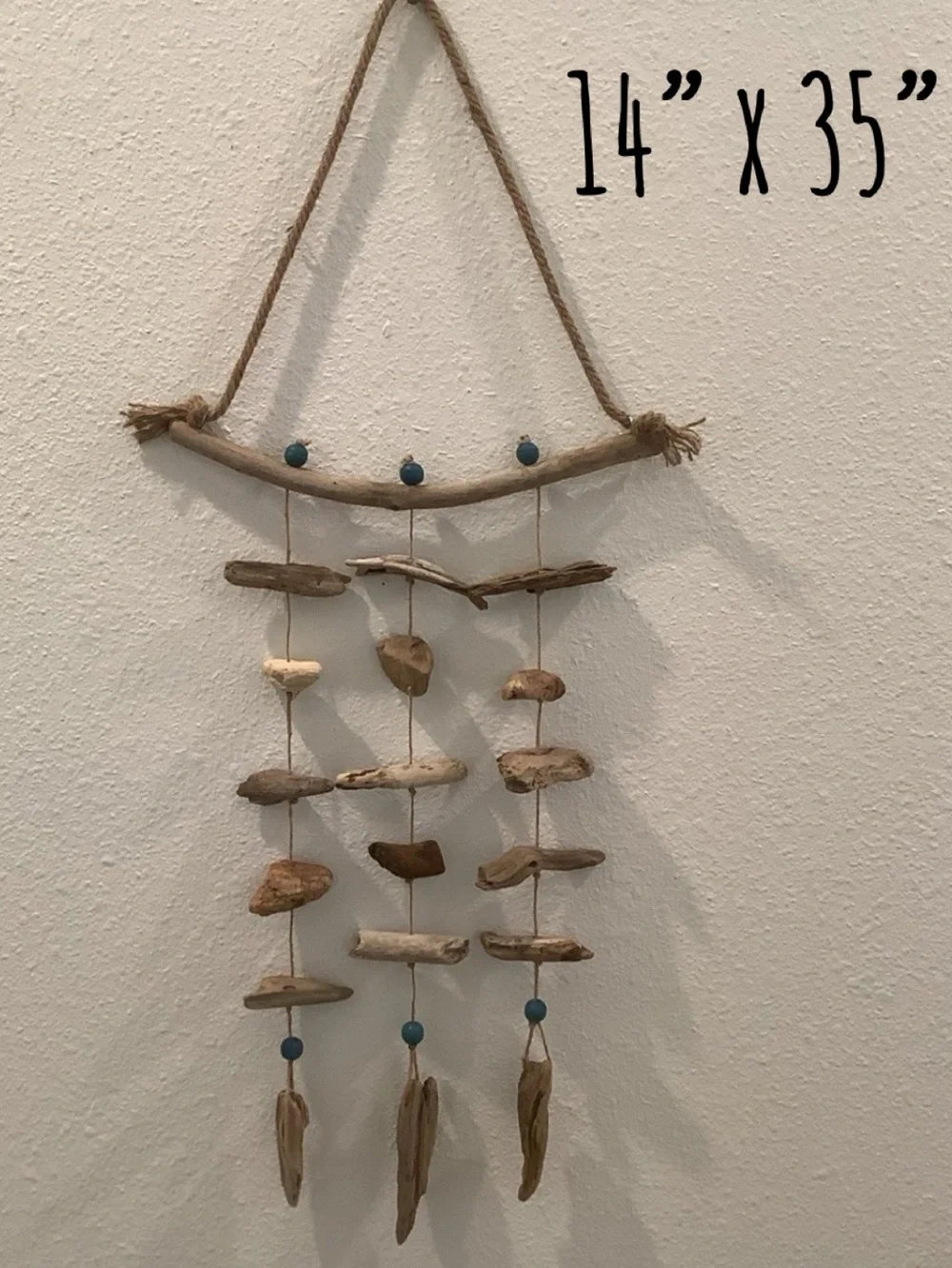 Driftwood Art, Driftwood Beaded Mobile, Driftwood Mobile, Coastal Decor - Picture 1 of 7